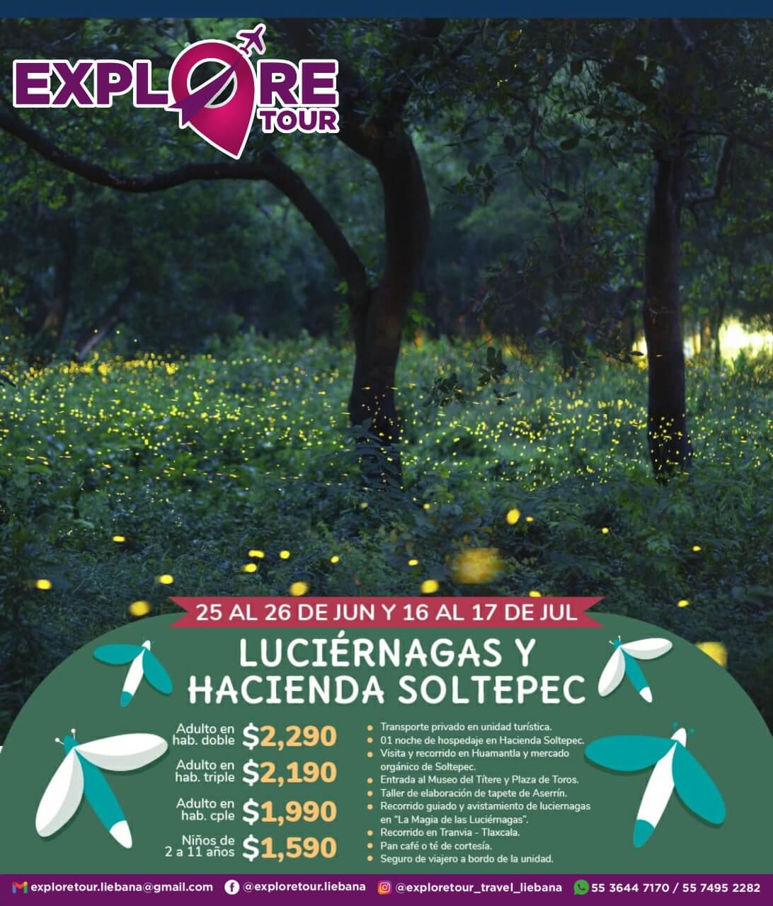 tour lieban Luciernagas y hacienda soltepec